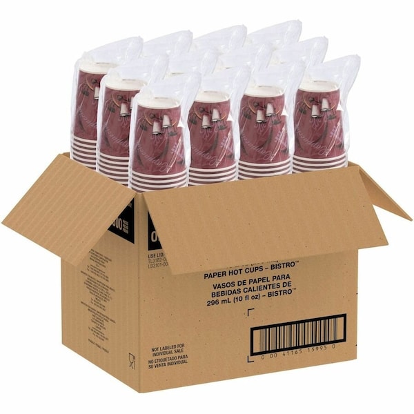 Solo Paper Hot Cups, 10 oz, Bistro Design, 300PK - OF10BI0041