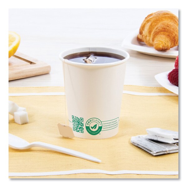 Solo Compostable Paper Hot Cups, ProPlanet Seal, 10 oz, White/Green, 50PK - 370PLA-PLANET