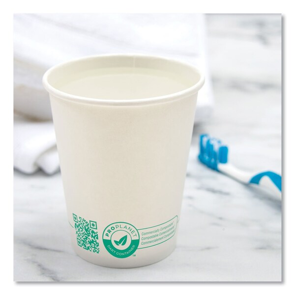 Solo Compostable Paper Hot Cups, ProPlanet Seal, 10 oz, White/Green, 50PK - 370PLA-PLANET