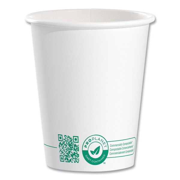 Solo Compostable Paper Hot Cups, ProPlanet Seal, 10 oz, White/Green, 50PK - 370PLA-PLANET