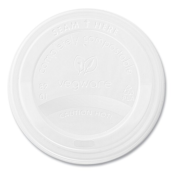 Vegware 89 Series Hot Cup Lids, Fits 89-Series Hot Cups, White, PK1000 - VLID89S