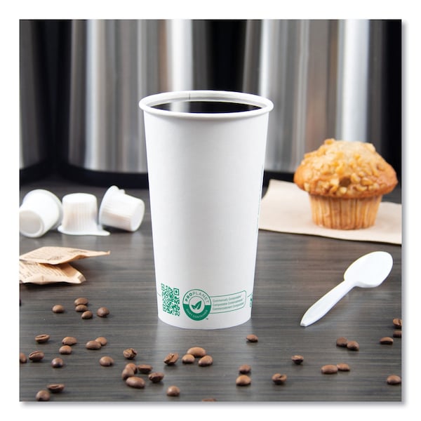 Solo Compostable Paper Hot Cups, ProPlanet Seal, 20 oz, White/Green, 600PK - 420PLA-PLANET