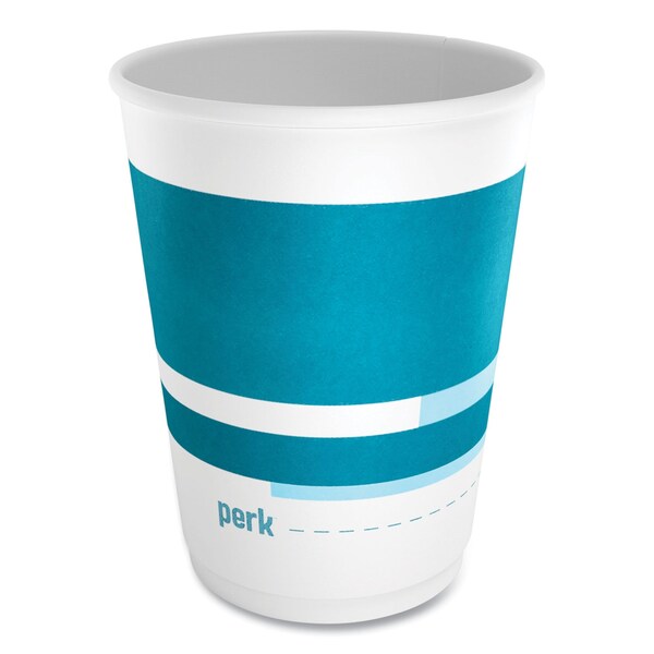 Perk Insulated Paper Hot Cups, 12 oz, White/Blue, 40PK - PK60911M