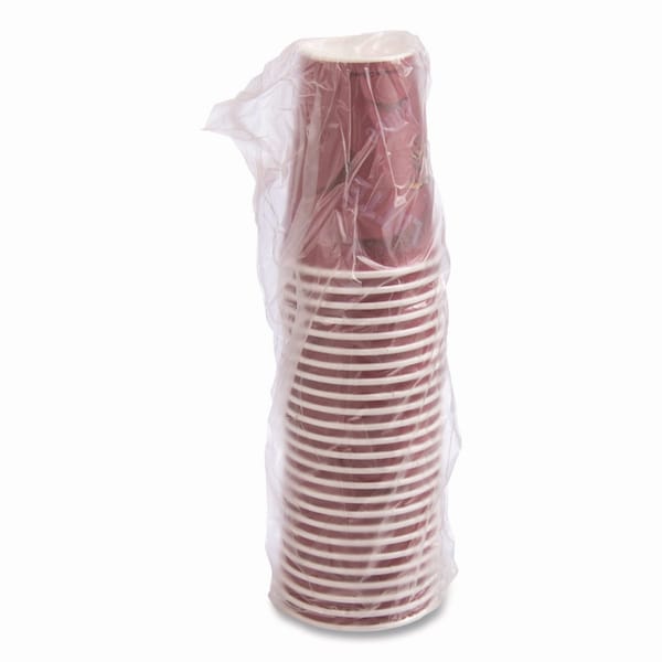 Dart Paper Hot Drink Cups in Bistro Design, 12 oz, Maroon, PK300 - OF12BI-0041