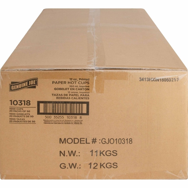 Genuine Joe Hot Cup 12 fl oz Assorted Paper, PK1000 - 10318CT