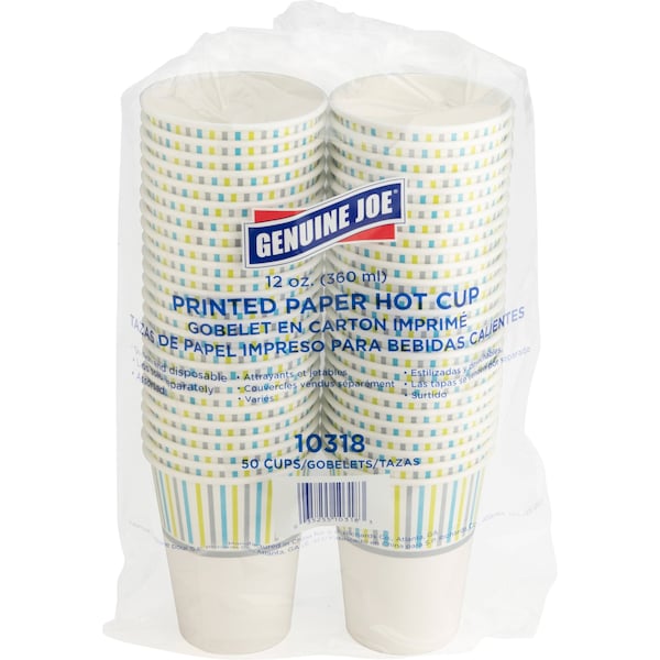 Genuine Joe Hot Cup 12 fl oz Assorted Paper, PK1000 - 10318CT