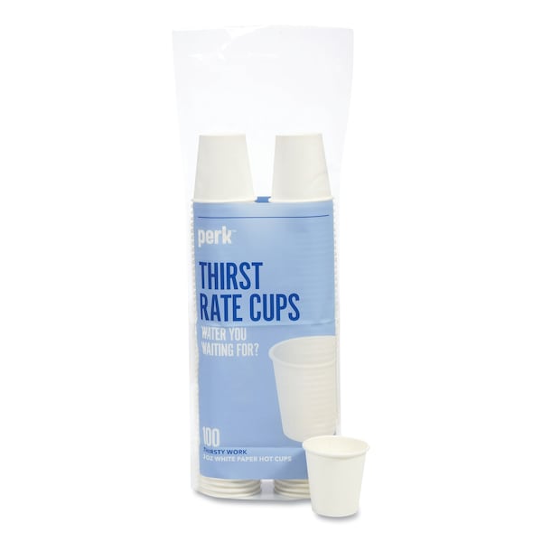 Perk White Paper Hot Cups, 3 oz, PK100, 100PK - PK59141
