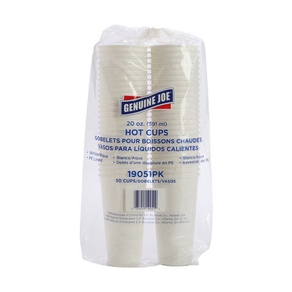 Genuine Joe Genuine Joe Hot Coffee Cups, 20oz., White, 50PK - GJO19051