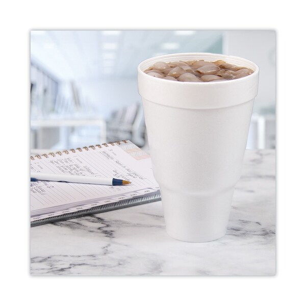 Dart Foam Drink Cups, 32 oz, Tapered Bottom, White, 500PK - 32AJ32
