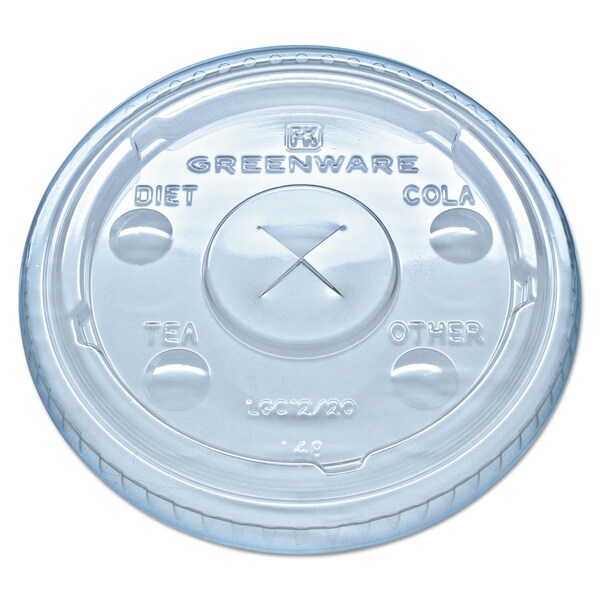 Fabri-Kal Greenware Cold Drink Lids, Fits 9, 12, 20 oz Cups, Clear, PK1000 - 9509111