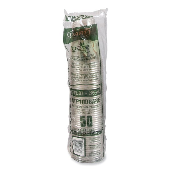 Dart Bare Eco-Forward RPET Cold Cups, ProPlanet Seal, 10 oz, Leaf Design, Clear, 1000PK - RTP10DBARE