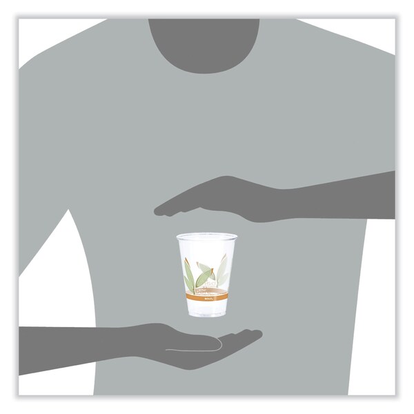 Dart Bare Eco-Forward RPET Cold Cups, ProPlanet Seal, 10 oz, Leaf Design, Clear, 1000PK - RTP10DBARE