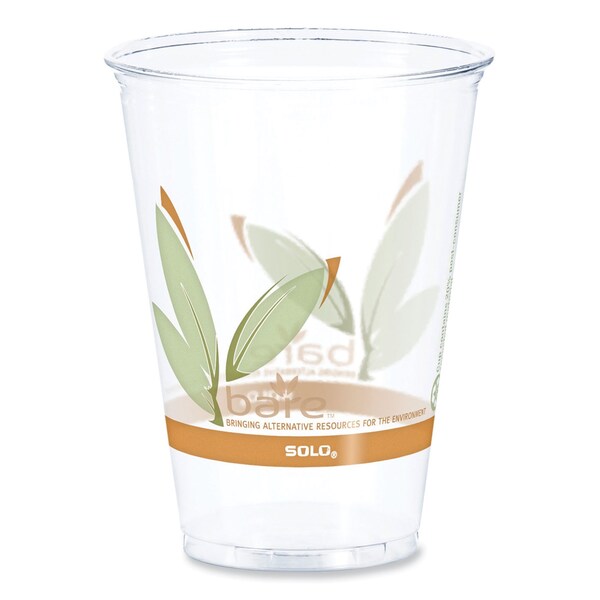 Dart Bare Eco-Forward RPET Cold Cups, ProPlanet Seal, 10 oz, Leaf Design, Clear, 1000PK - RTP10DBARE