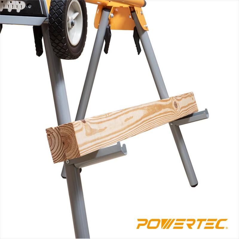 Soporte para sierra ingletadora deluxe de POWERTEC con ruedas y toma de corriente de 110 voltios - MT4000