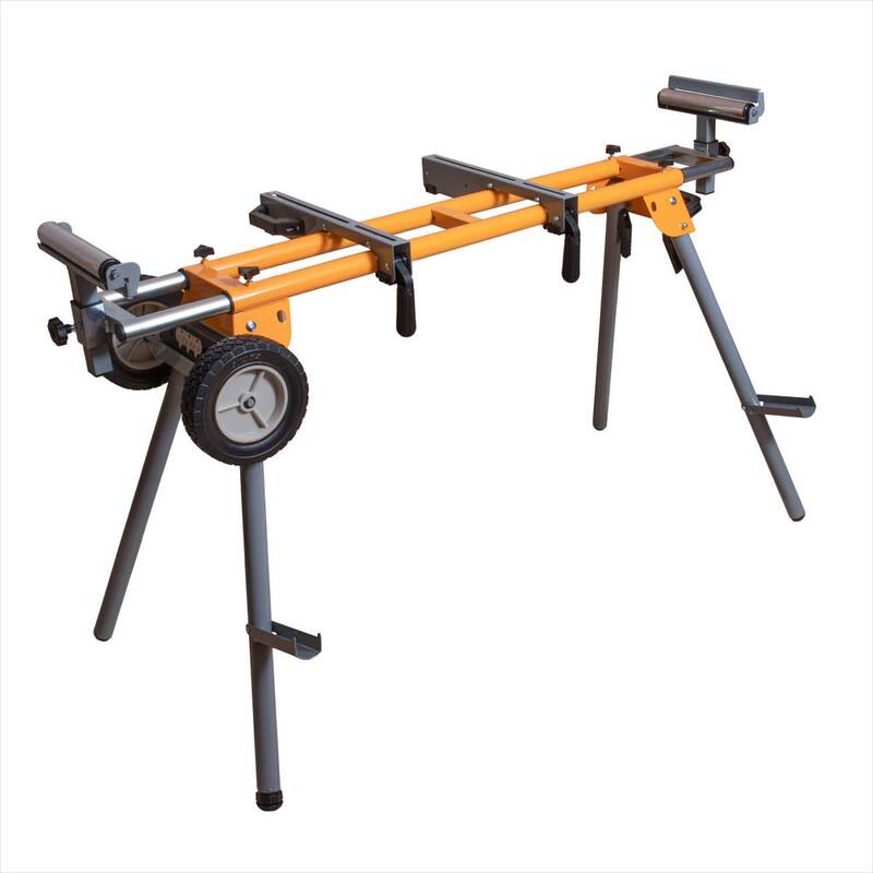 Soporte para sierra ingletadora deluxe de POWERTEC con ruedas y toma de corriente de 110 voltios - MT4000