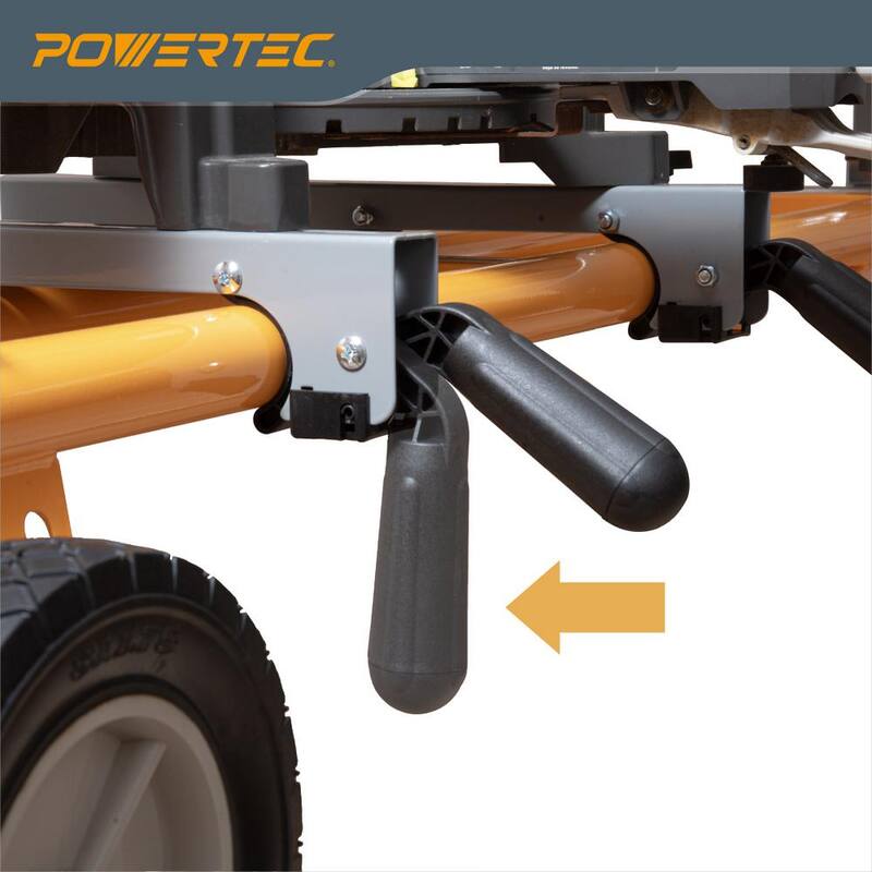 Soporte para sierra ingletadora deluxe de POWERTEC con ruedas y toma de corriente de 110 voltios - MT4000