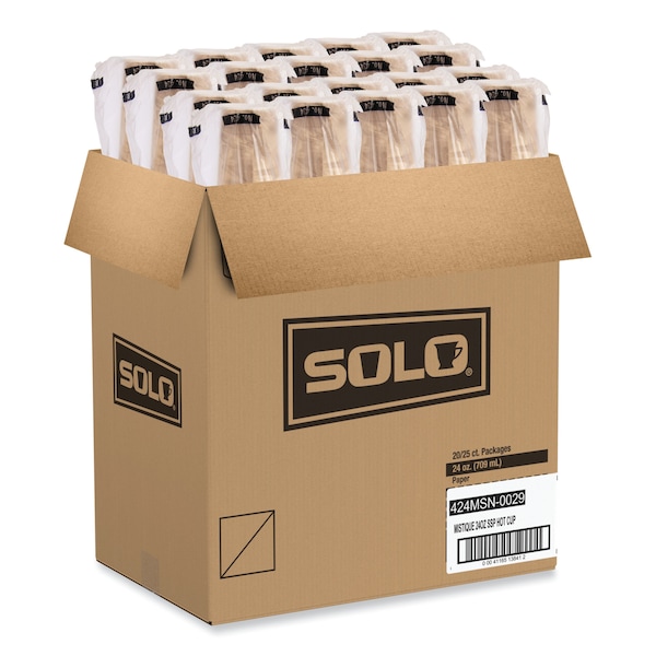 Solo Single-Sided Poly Paper Hot Cups, 24 oz, Brown, 500PK - 424MSN-0029