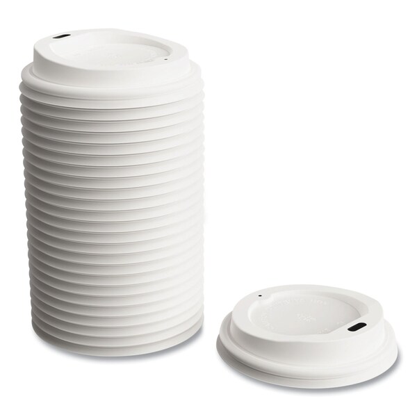 Perk Plastic Hot Cup Lids, Fits 8 oz Cups, White, PK50, 50PK - PK45593