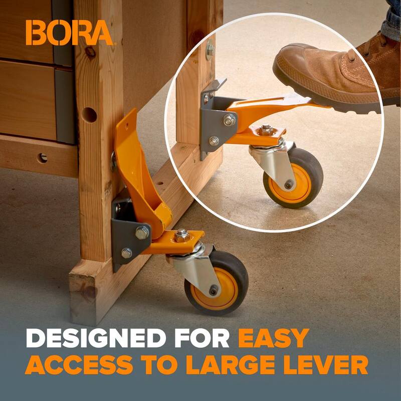 Kit de ruedas para banco de trabajo de 4 piezas BORA con capacidad de 155 lb por rueda - PM-950
