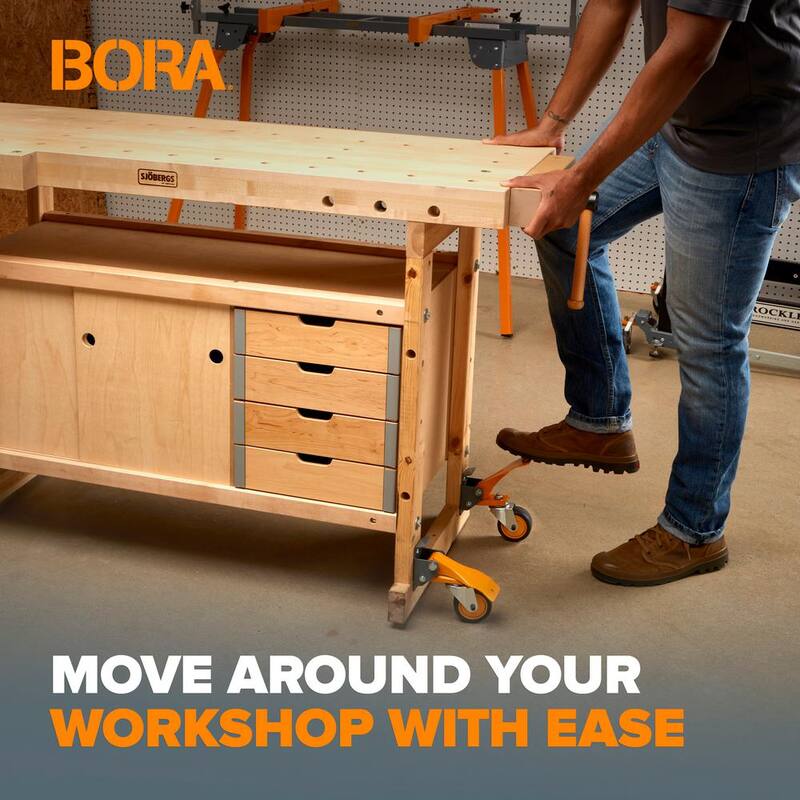 Kit de ruedas para banco de trabajo de 4 piezas BORA con capacidad de 155 lb por rueda - PM-950