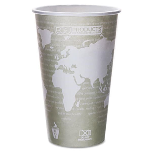 Goldengifts Eco-Products; Inc  World Art Renewable Resource Hot Cups; 16 oz; Seafoam Green; 50-Pack - GO182340