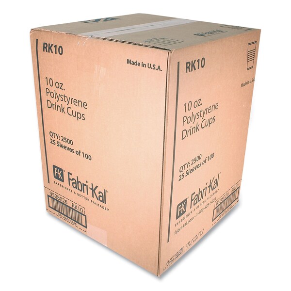 Fabri-Kal RK Ribbed Cold Drink Cups, 10 oz, Clear, 2500PK - 9508026