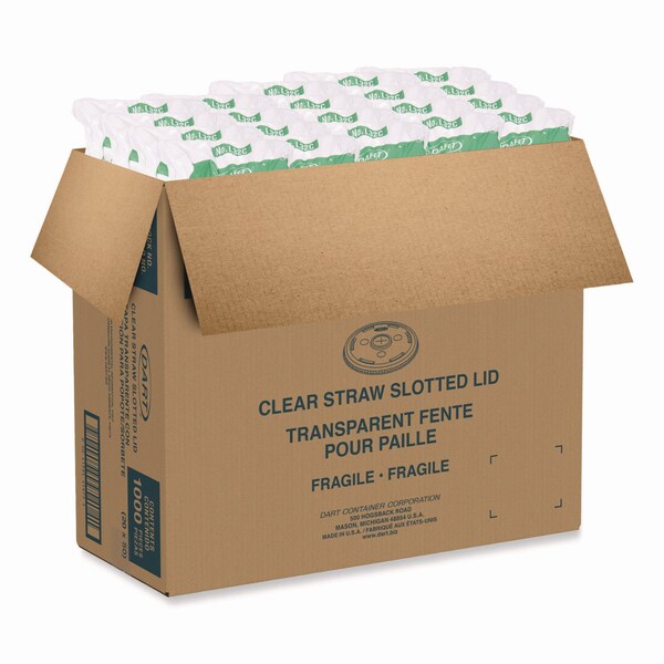 Solo Straw-Slot Cold Cup Lids, Fits 30 oz to 32 oz Cups, Clear, 1000PK - L32CR