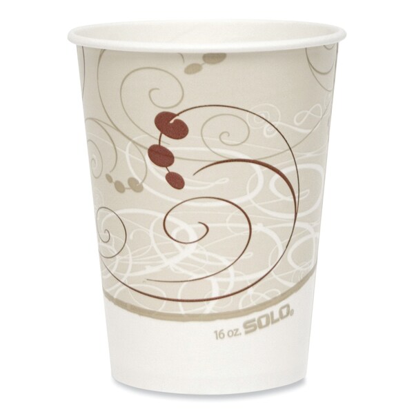 Solo Double Sided Poly Paper Cold Cups, 16 oz, Symphony Design, Tan/Maroon/White, 1000PK - RNP16P-J8000