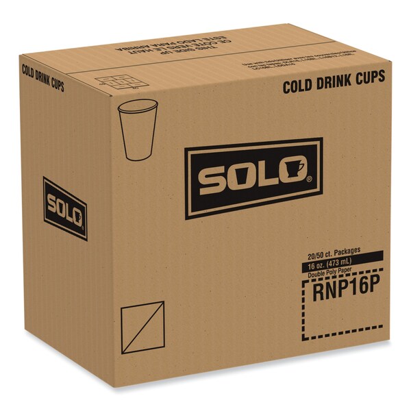 Solo Double Sided Poly Paper Cold Cups, 16 oz, Symphony Design, Tan/Maroon/White, 1000PK - RNP16P-J8000