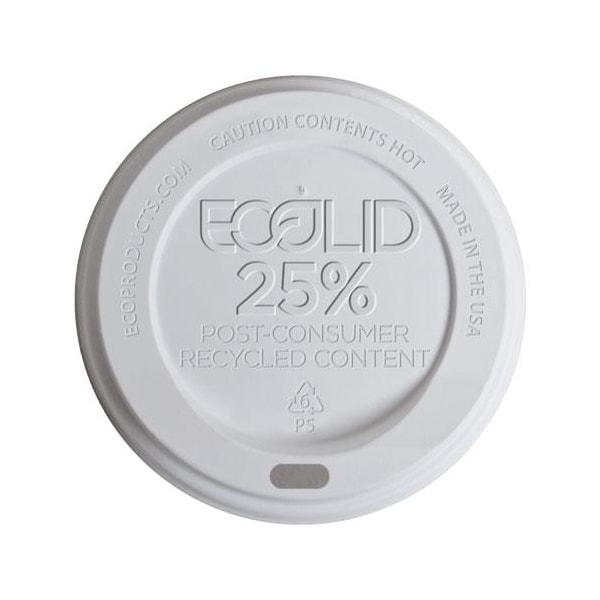 Eco-Products 10-20 oz White EcoLid® Recycled Content Hot Cup Lids, PK1000 - EP-HL16-WR