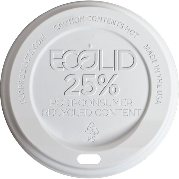 Eco-Products 10-20 oz White EcoLid® Recycled Content Hot Cup Lids, PK1000 - EP-HL16-WR