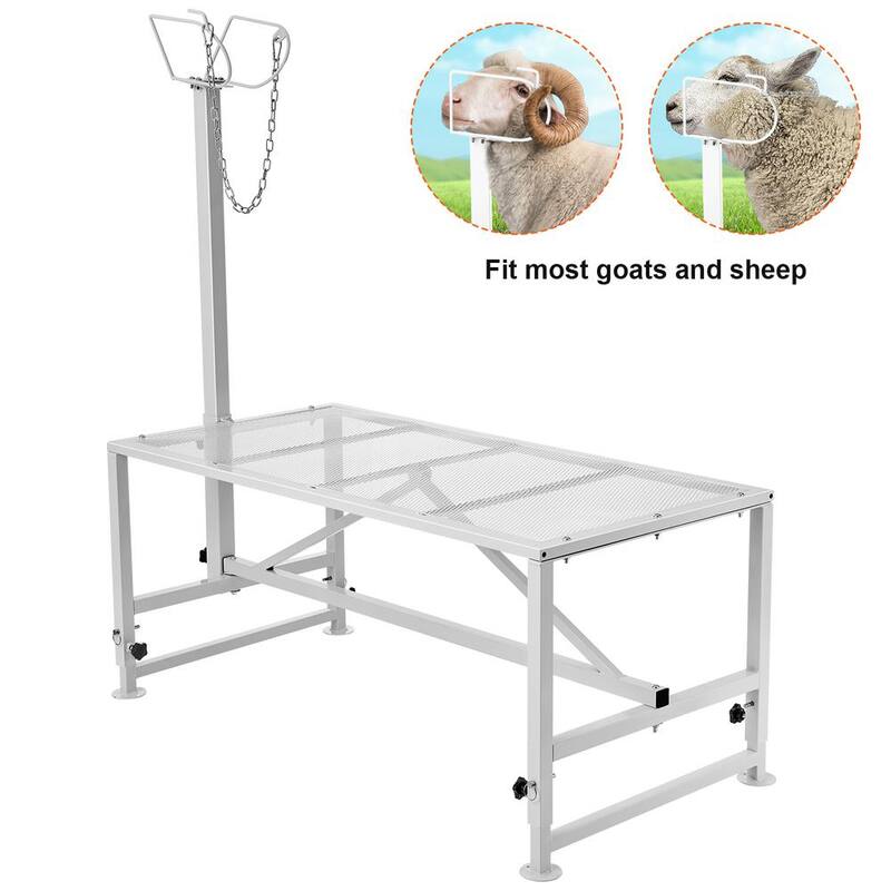 Soporte estacionario para cabras y ovejas de 64.1 in. x 51 in. con capacidad de carga de 500 lbs, color blanco, altura ajustable de 21 a 33 in. - SCXJJBSYTM5162NEMV0