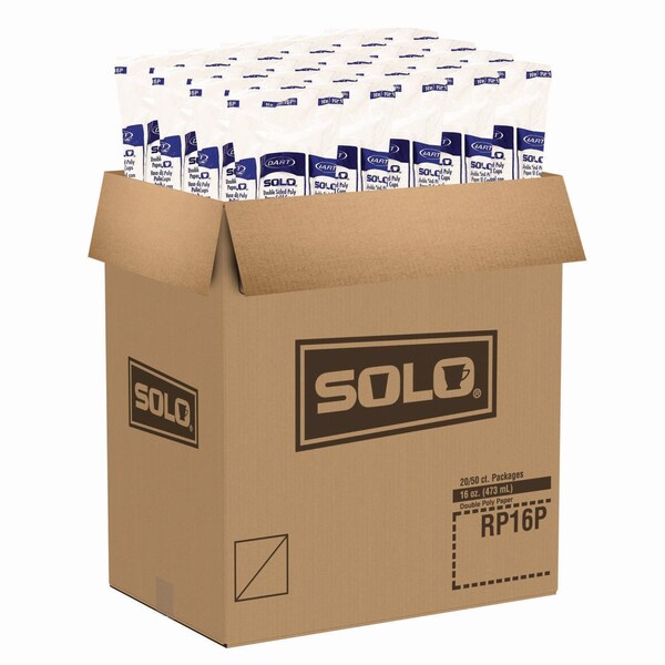 Solo Double Sided Poly DSP Paper Cold Cups, 16 oz, White, 1000PK - RP16P-2050