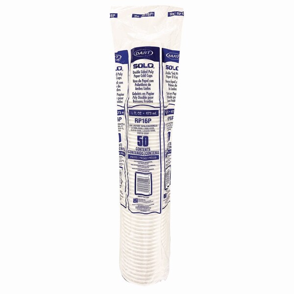 Solo Double Sided Poly DSP Paper Cold Cups, 16 oz, White, 1000PK - RP16P-2050