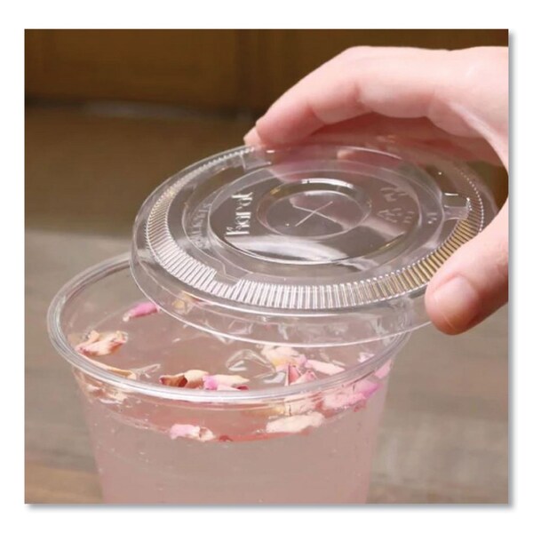Karat PET Lids, Flat with Straw Slot, Fits 12 oz to 24 oz Cold Cups, Clear, 1000PK - C-KC626TS