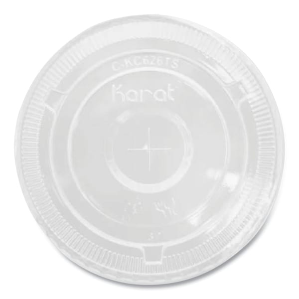 Karat PET Lids, Flat with Straw Slot, Fits 12 oz to 24 oz Cold Cups, Clear, 1000PK - C-KC626TS