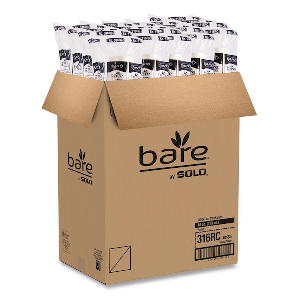 Dart Bare Eco Hot Cups, 16oz., PK1000 - 316RC-J8484