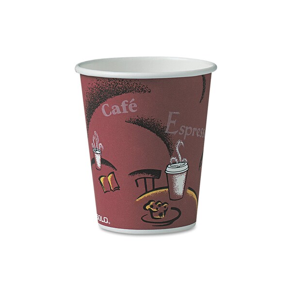 Dart Paper Hot Drink Cups in Bistro Design, 10 oz, Maroon, PK300 - OF10BI-0041