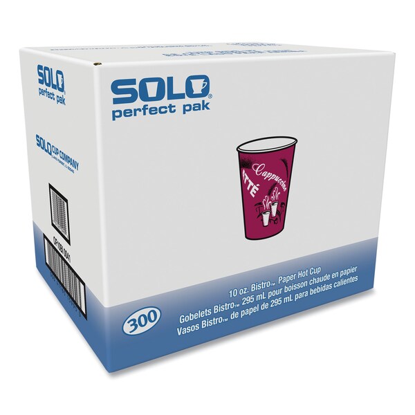 Dart Paper Hot Drink Cups in Bistro Design, 10 oz, Maroon, PK300 - OF10BI-0041