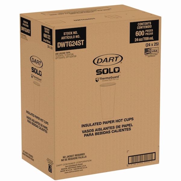 Solo Thermoguard Insulated Paper Hot Cups, 24 oz, White Sustainable Forest Print, 600PK - DWTG24W