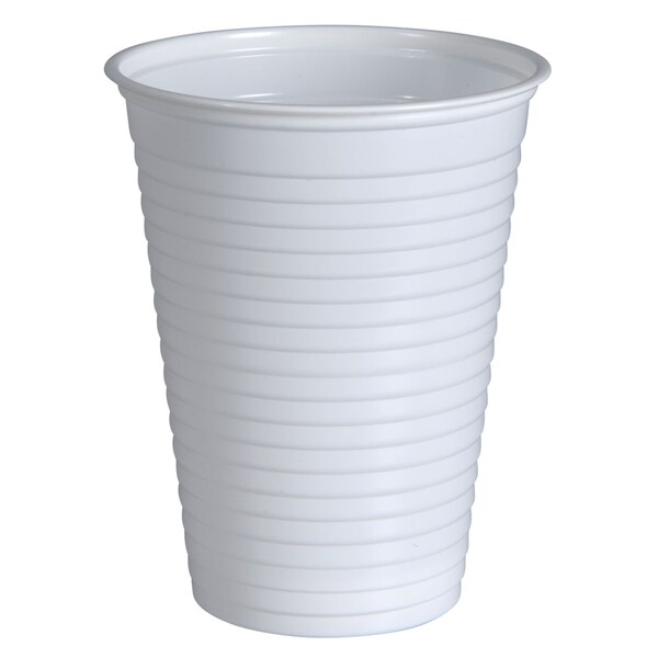 Abena Cups, Cold, Drinking Cup with Grooves, 7.1 Ounce, White, 3.5" Height, 2.75" Diameter, PS - 5572