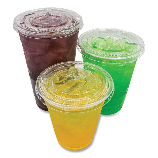 Karat PET Lids, Fits 8 oz to 10 oz Cold Cups, X Straw Hole, Clear, 1000PK - C-KC78TS