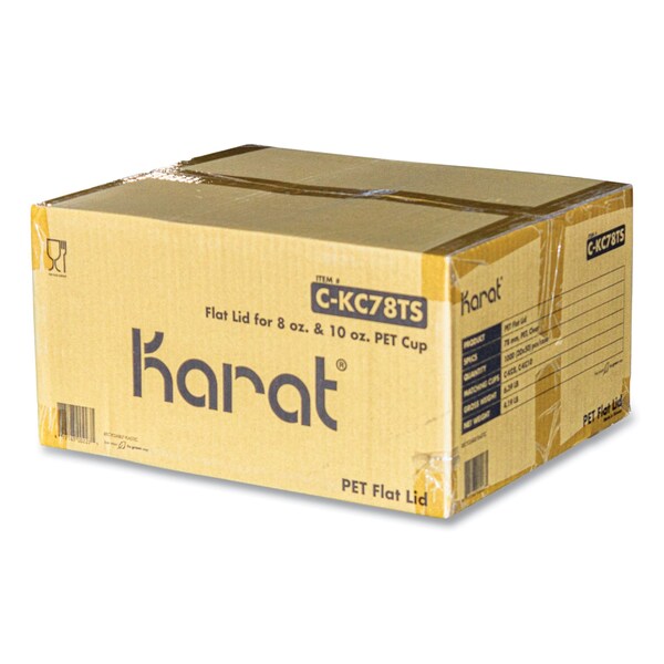 Karat PET Lids, Fits 8 oz to 10 oz Cold Cups, X Straw Hole, Clear, 1000PK - C-KC78TS