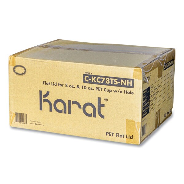 Karat PET Lids, Fits 8 oz to 10 oz Cold Cups, No Hole Flat Lid, Clear, 1000PK - C-KC78TS-NH