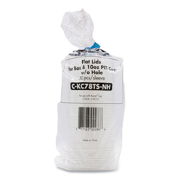 Karat PET Lids, Fits 8 oz to 10 oz Cold Cups, No Hole Flat Lid, Clear, 1000PK - C-KC78TS-NH
