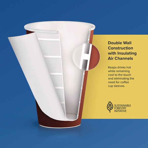 Solo Thermoguard Insulated Paper Hot Cups, 8 oz, Steam Print, 1000PK - DWTG8ST
