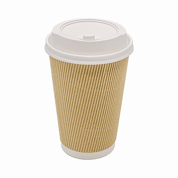 Karat Ripple Hot Cups, 16 oz, Kraft/White, 500PK - C-KRC516