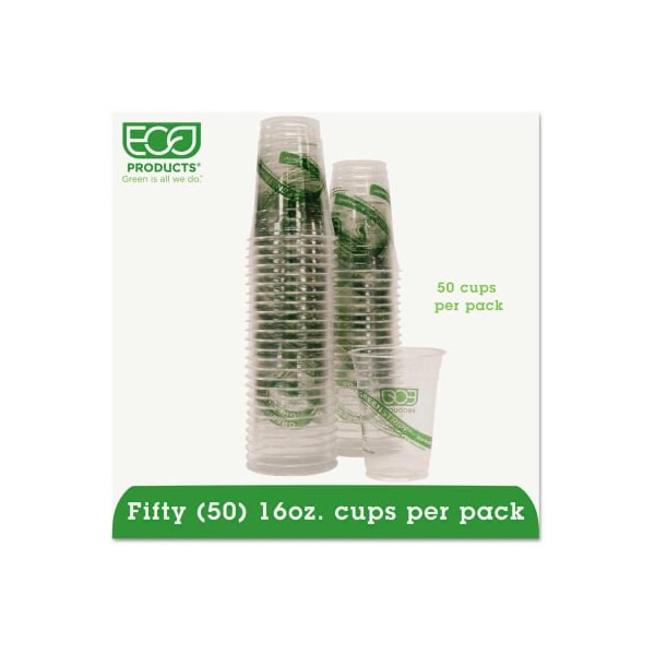 Eco-Products Eco-Products GreenStripe Renewable Resource Cold Drink Cups, 16 oz, Translucent, 50/Pack - EPCC16GSPK