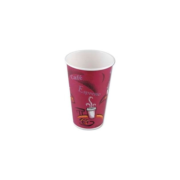 Lagasse. SOLO Hot Drink Cups, Polylined Paper, 8 oz., Bistro Design, Maroon, 1000 ct - SCC 378SI