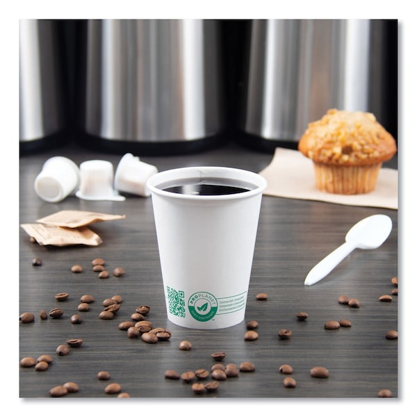 Solo Compostable Paper Hot Cups, ProPlanet Seal, 8 oz, White/Green, PK1000 - 378PLA-PLANET